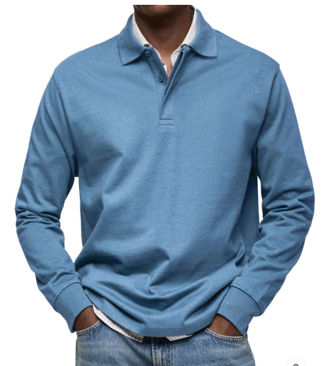 Men's long-sleeved polo shirt in premium cotton – Understated elegance and superior comfort