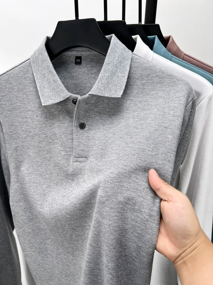Men's long-sleeved polo shirt in premium cotton – Understated elegance and superior comfort