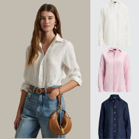 BUY 1, GET 3! CLASSIC LINEN SHIRT - White - Light pink - Dark blue / S