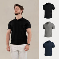 BUY 1, GET 3 – PREMIUM EDITION TEXTURED TEE SET - BLACK • GREY • NAVY / S