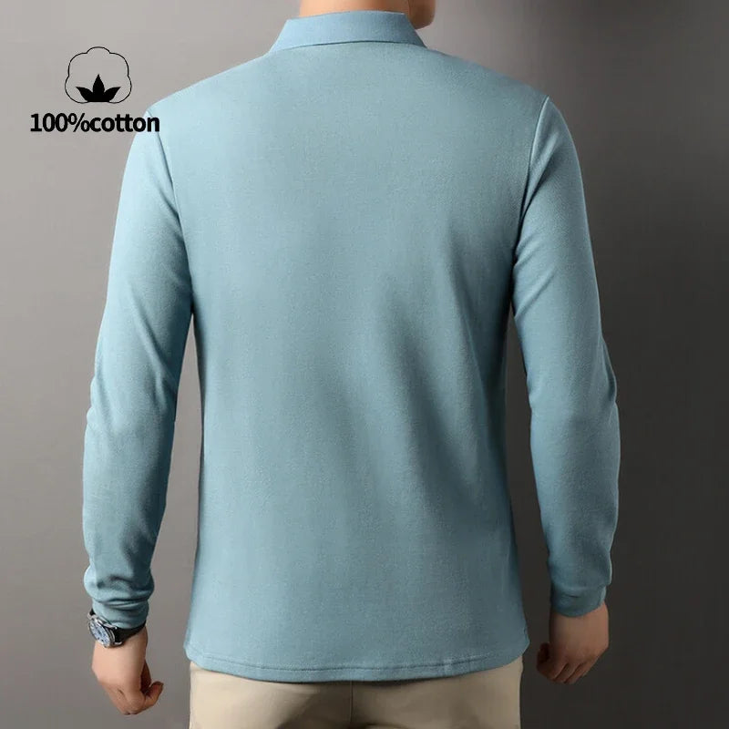 Men's long-sleeved polo shirt in premium cotton – Understated elegance and superior comfort