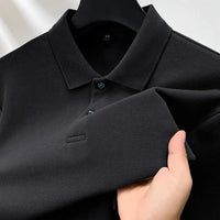 Men's long-sleeved polo shirt in premium cotton – Understated elegance and superior comfort - Black / S