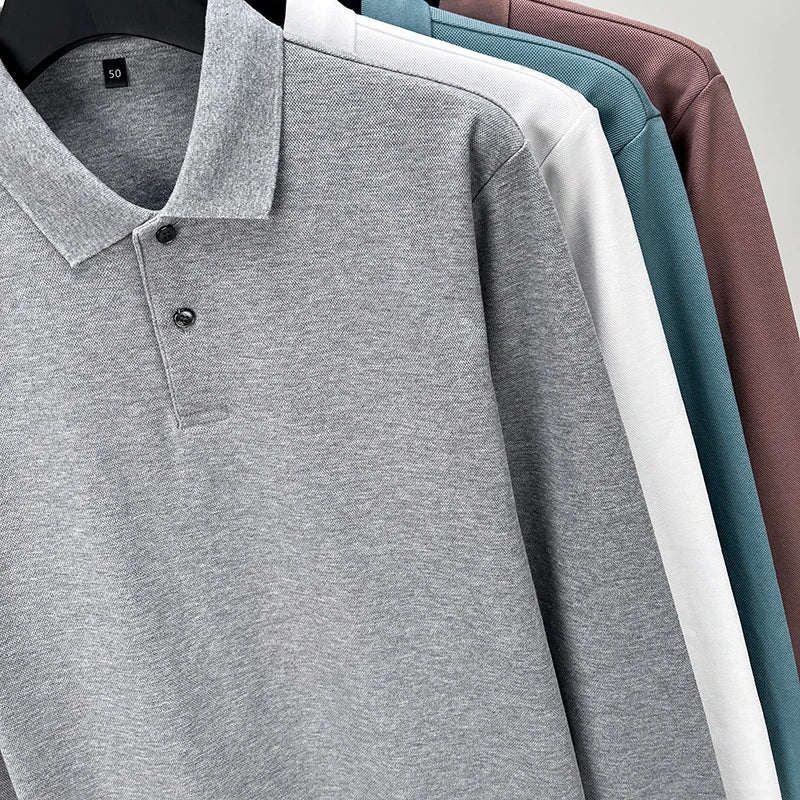 Men's long-sleeved polo shirt in premium cotton – Understated elegance and superior comfort