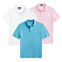 BUY 1, GET 3 – PIQUÉ COTTON POLO SHIRT SET - WHITE • PINK • BLUE / S