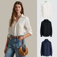 BUY 1, GET 3! CLASSIC LINEN SHIRT - White - Black - Dark blue / S