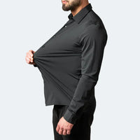 Men's Premium Dress Shirt with Tailored Fit - Black / S